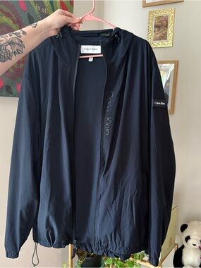 Calvin Klein Black Hooded Windbreaker Jacket